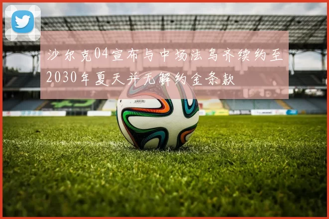 沙尔克04宣布与中场法乌齐续约至2030年夏天并无解约金条款